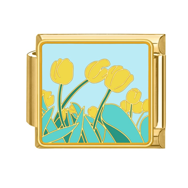 Wholesale 9mm Italian Charm Starter Bracelets DIY Flower Stainless Steel Composable Bracelet