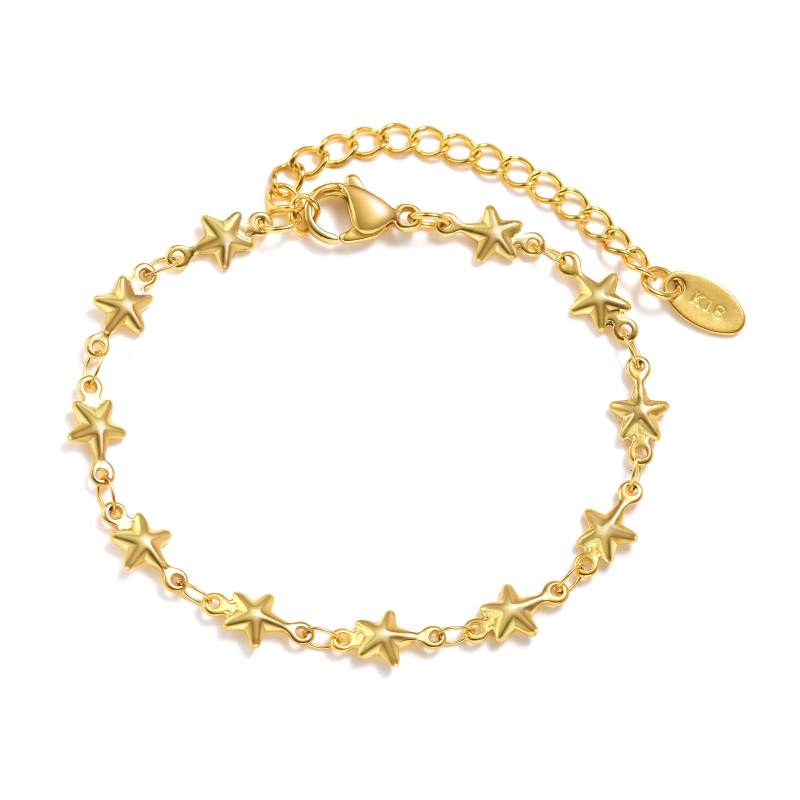 Wholesale Trendy Stainless Steel 18K Gold Tone Five Point Star Bracelet For Women Fashion Jewelry Accessory Gift And Boutique Resale