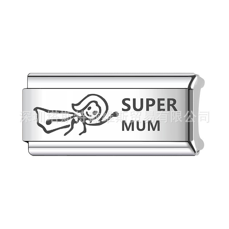 Wholesale   Italian Charm Bracelet 9mm DIY Home Laser Engraving Long Series Creative Stainless Steel Composable Bracelet