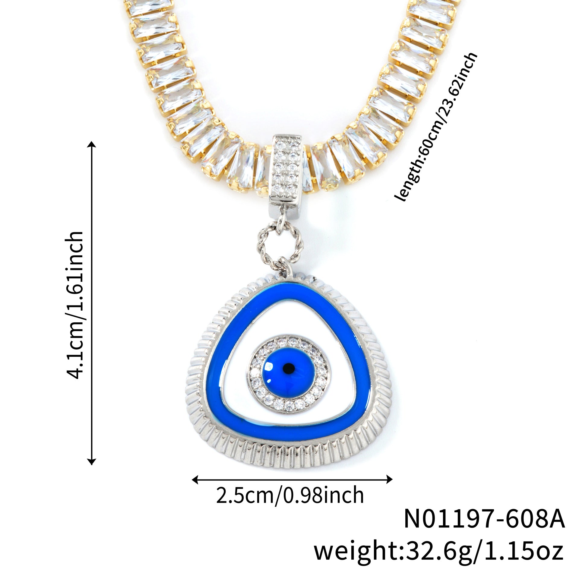 Wholesale  Blue Niche Water Drop Ocean Heart Pendant Necklace