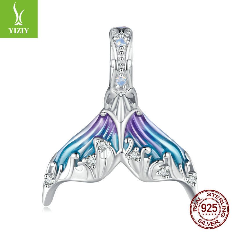 Wholesale Ocean Series Mermaid Tail Diy Pendant Accessories S925 Sterling Silver Beads Charms ACC-CHS-YinZhiyun006