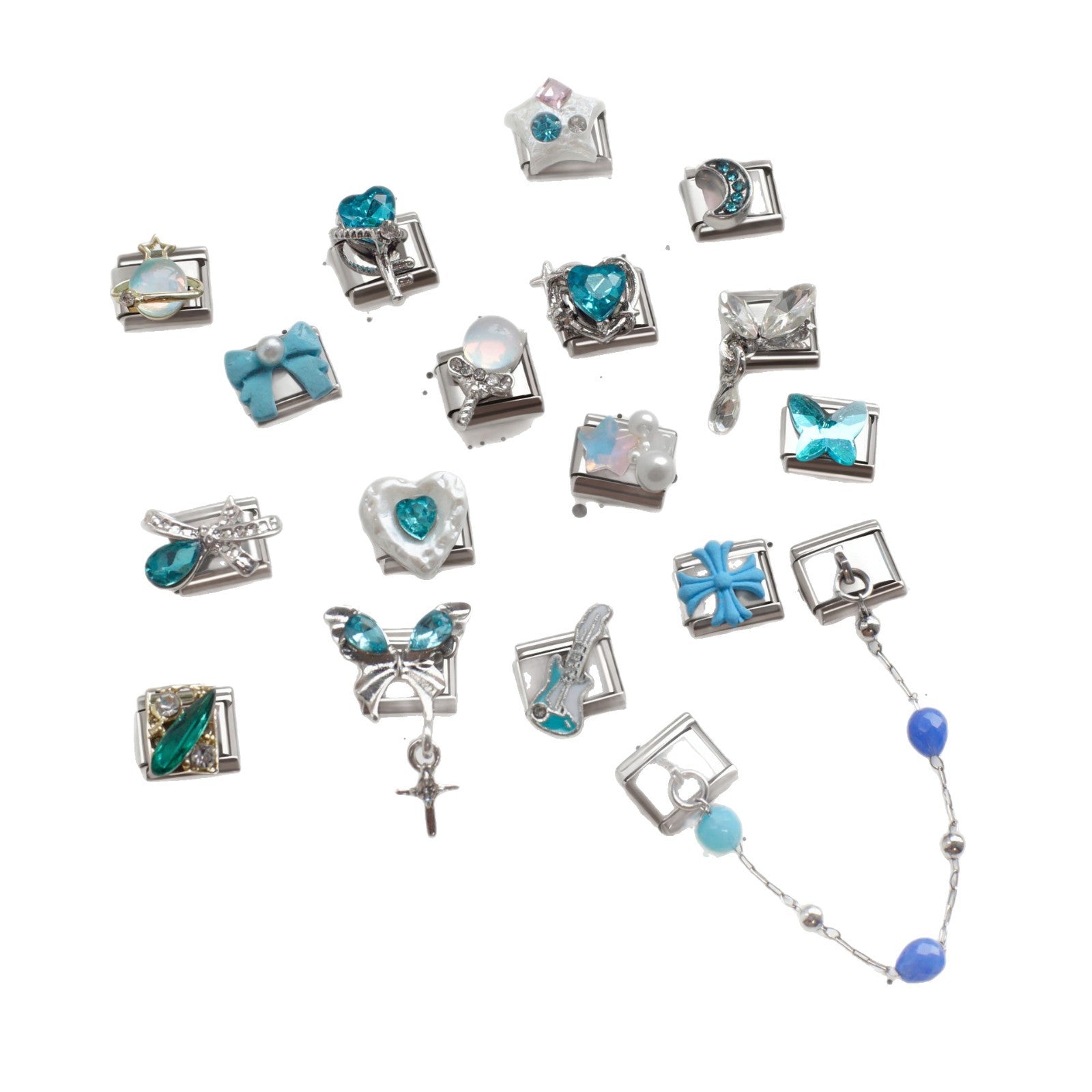 Wholesale 5pcs/pack Makeup &  Accessories Enamel Italian CharmsSingle Section Creative Stainless Steel Composable Bracelet