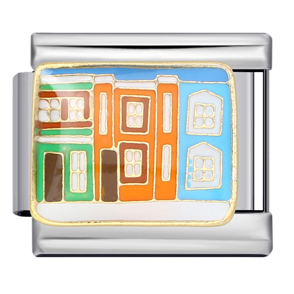 Wholesale  Italian Charm Bracelet 9mm DIY Splicing Removable Landscape Element Stainless Steel Composable Bracelet