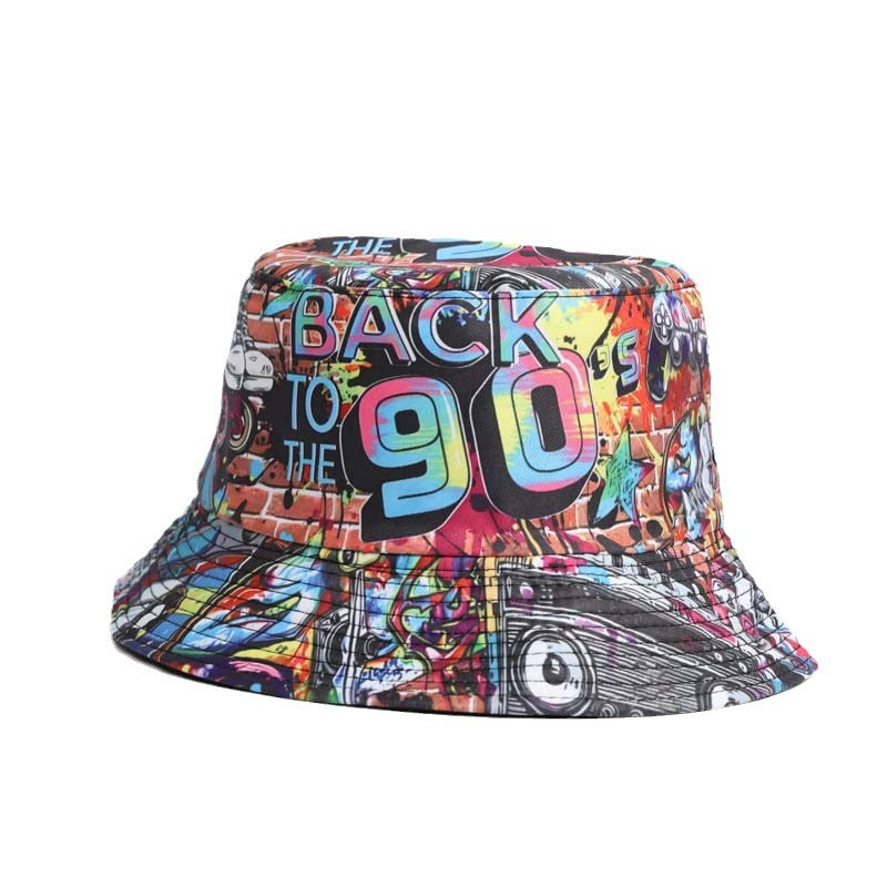Wholesale  Retro 80 90 Fashion Printed Fisherman Hat Bucket Hat