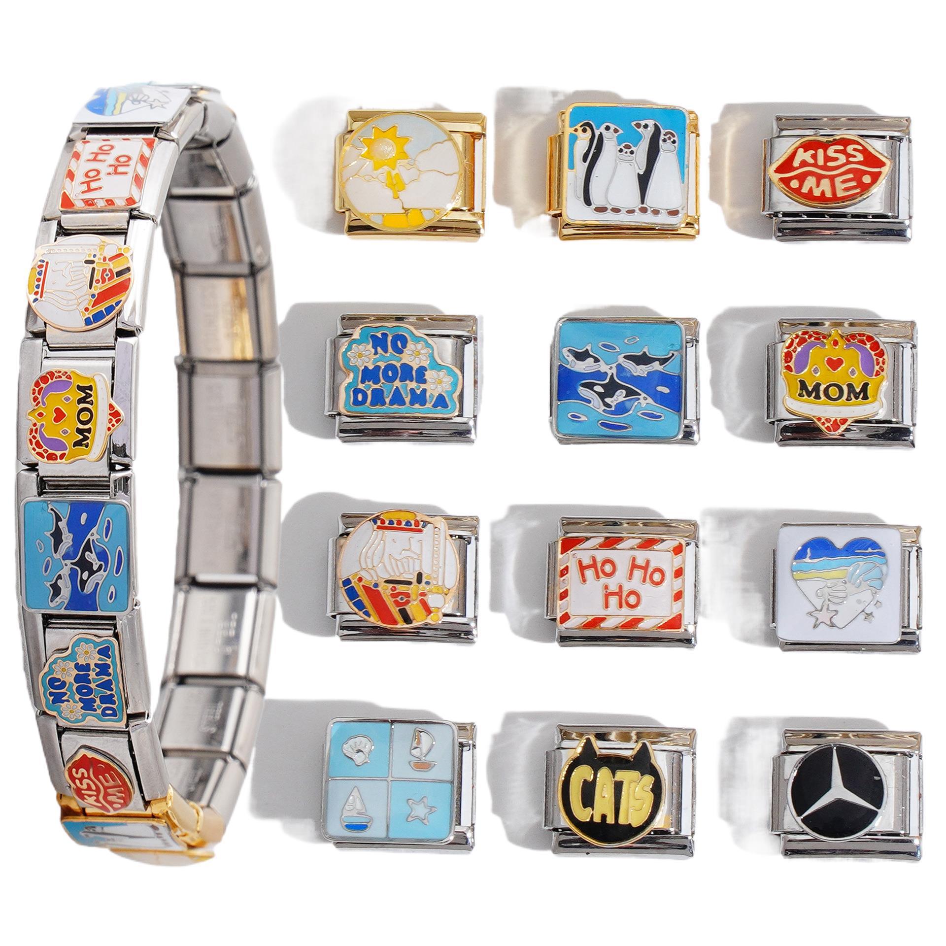 Wholesale Italian Charm Bracelet 9mm DIY Splicing Cute Creative Stainless Steel Composable Bracelet