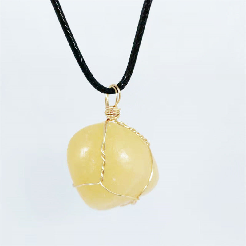 Wholesale Natural Stone Agate Wire Pendant Handmade Wire Irregular Crystal Pendant Necklaces ACC-NE-Yinhai001