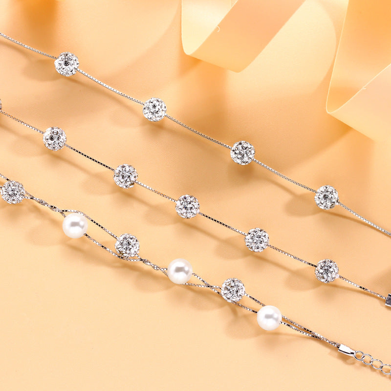 Wholesale S925 Sterling Silver Round Pearl Bead Bracelet ACC-BT-XJF002