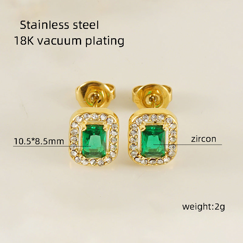 Wholesale Stainless Steel Love Zircon 18K Water Drop Sunflower Earrings ACC-ES-Zhongy002