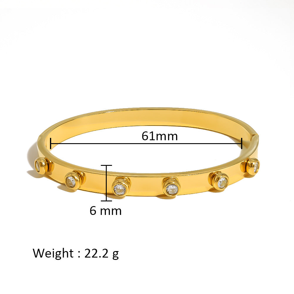 Wholesale Stainless Steel 18K Gold Plated Geometric Star Flower Zircon Bracelet