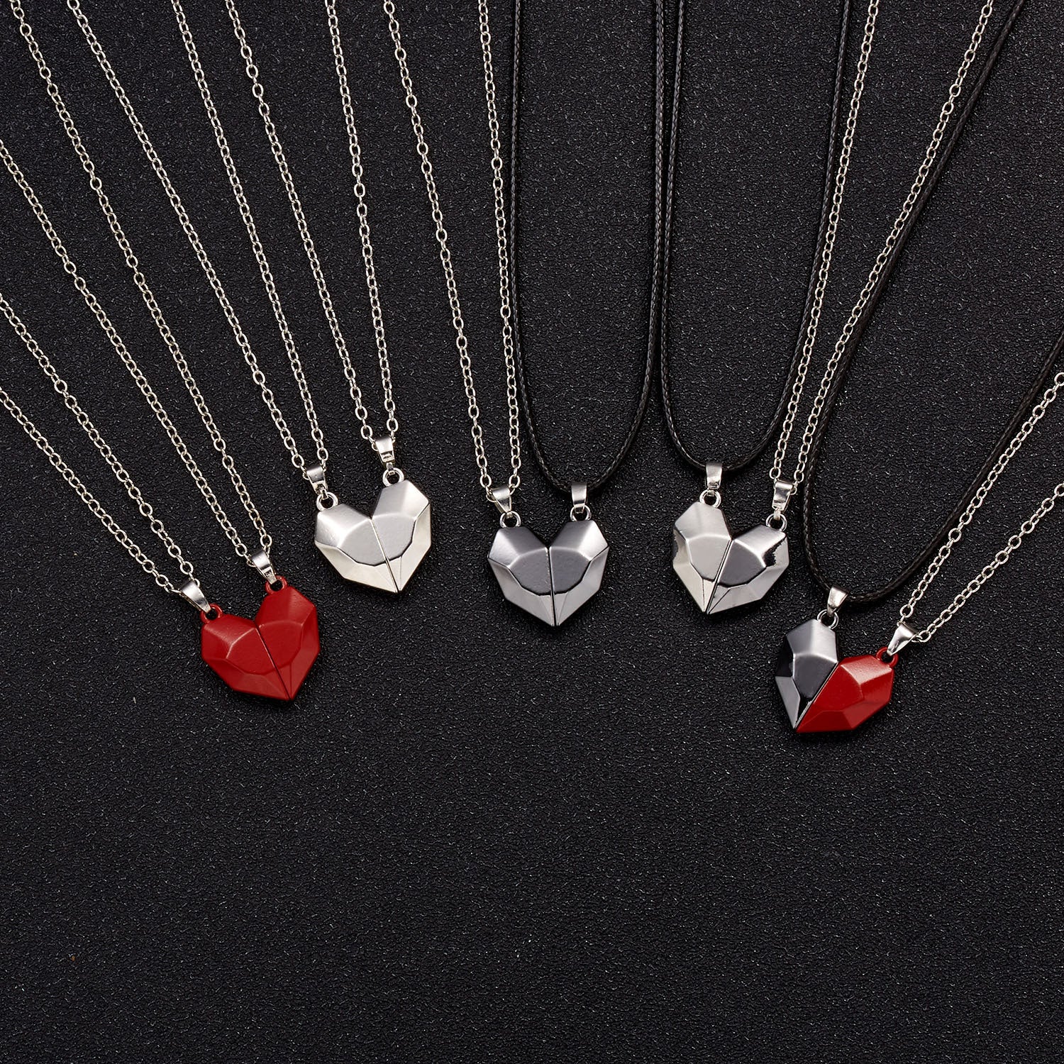 Wholesale Love Magnet Magnetic Heart-shaped Stitching Necklaces ACC-NE-Hanyu004