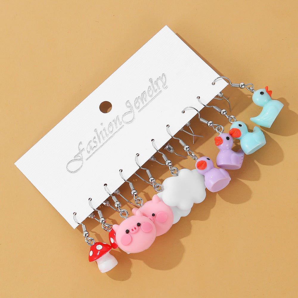 Wholesale 5pcs/set color acrylic earrings  white cloud flower earrings