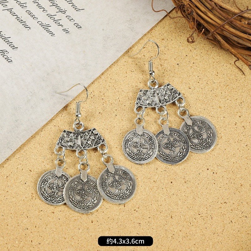 Wholesale Color Contrast Earrings Long Tassel Ear Drop