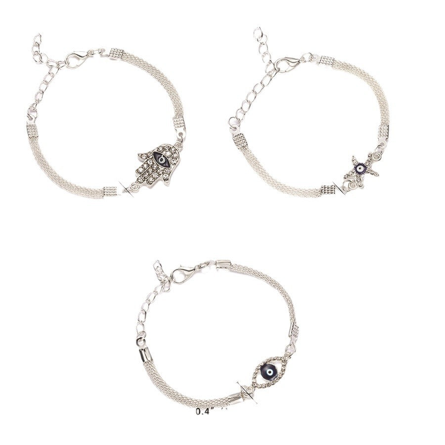 Wholesale Geometric blue eyes silver-plated bracelet