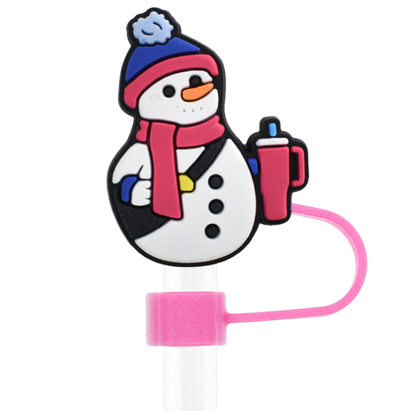 Wholesale Random 100pcs Christmas 10mm PVC Soft Straw Tube Cap ACC-SCR-RYY091