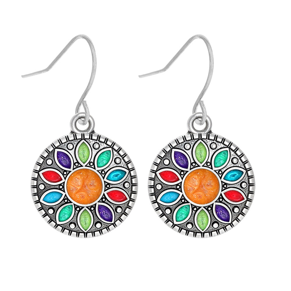 Wholesale Ethnic Style Geometric Acrylic Turquoise Earrings for Women Fashion Jewelry