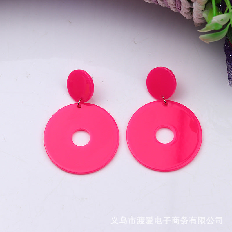 Wholesale  12-Color Round Cut Out Acrylic Earrings