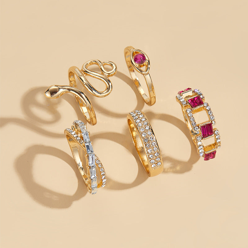 Wholesale Exaggerated Jewelry Alloy Diamond Snake Ring suit