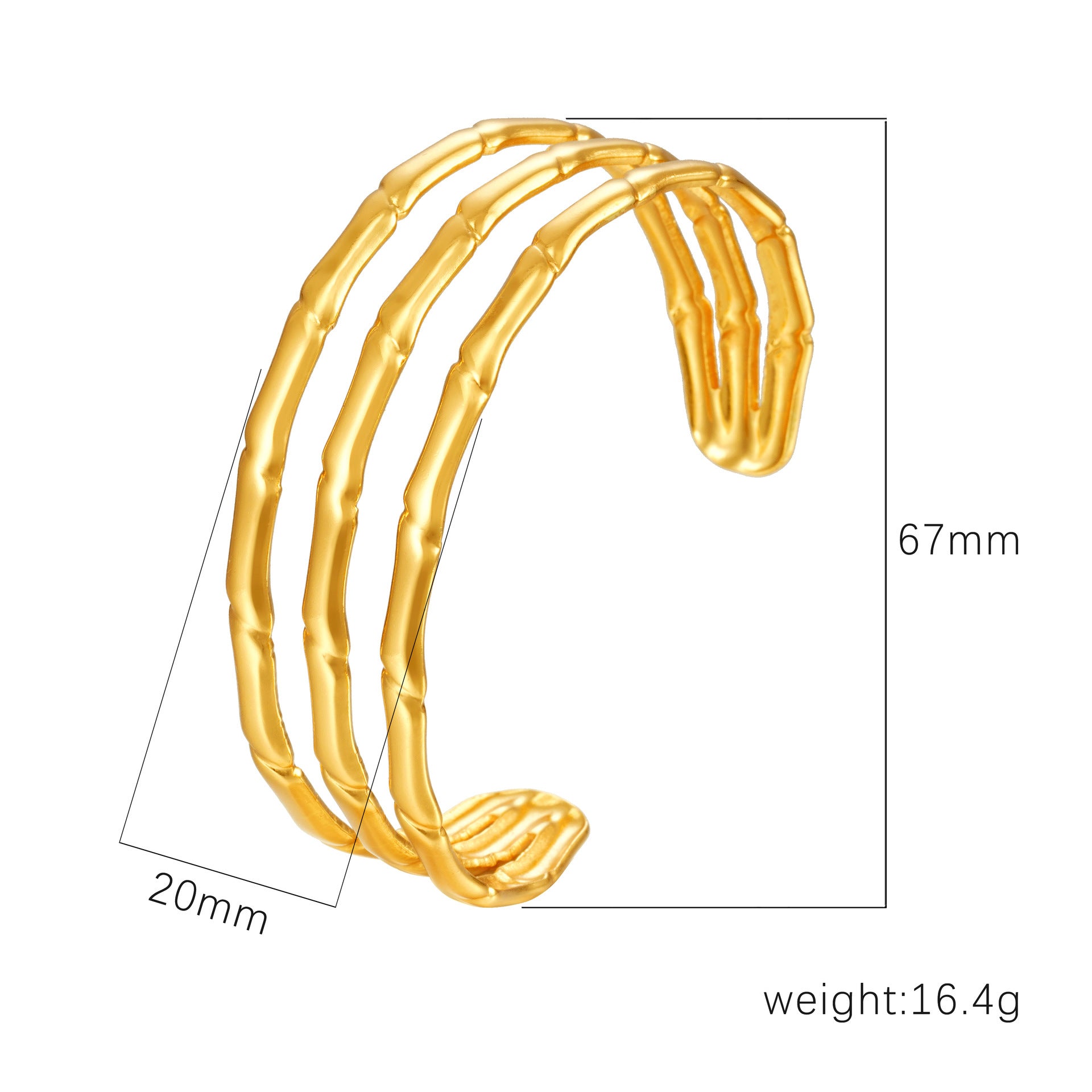 Wholesale Stainless Steel Open C Shape Bangle 18K Gold Plated Fashion Jewelry for Gift Boutique Resale