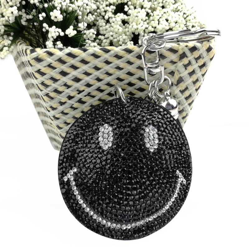 Wholesale Creative  velvet diamond-encrusted smiley face keychain