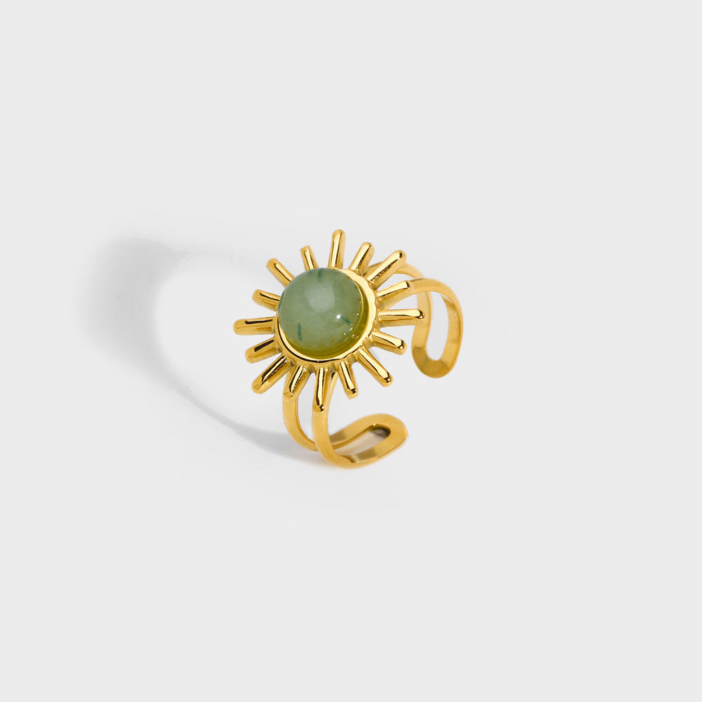 Wholesale Stylish Turquoise Vintage Ins Wind Open Ring Stainless Steel Women' s Jewelry Accessory Gift