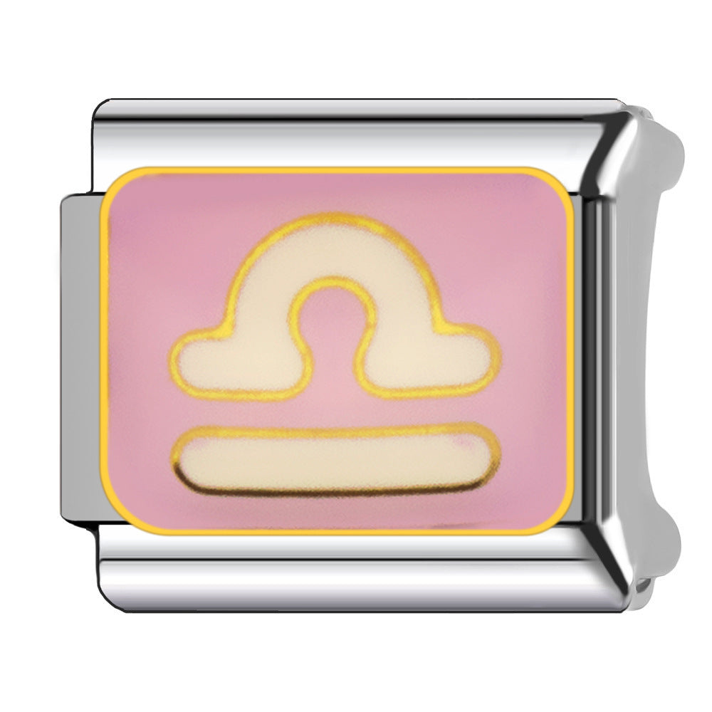 Wholesale Italian Charm Bracelet 9mm DIY  Twelve Zodiac Signs Color-Preserving Blue English   Creative Stainless Steel Composable Bracelet