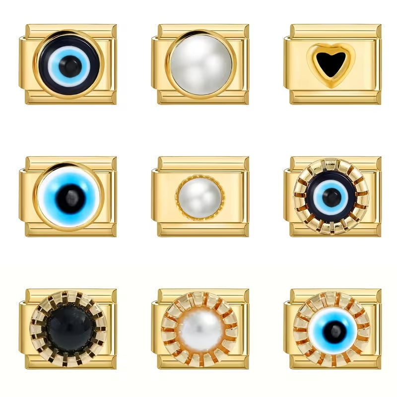 Wholesale Titanium Steel Gold Evil Eye Charm Bracelet Trendy Italian Design DIY Jewelry Accessory For Everyday Wear