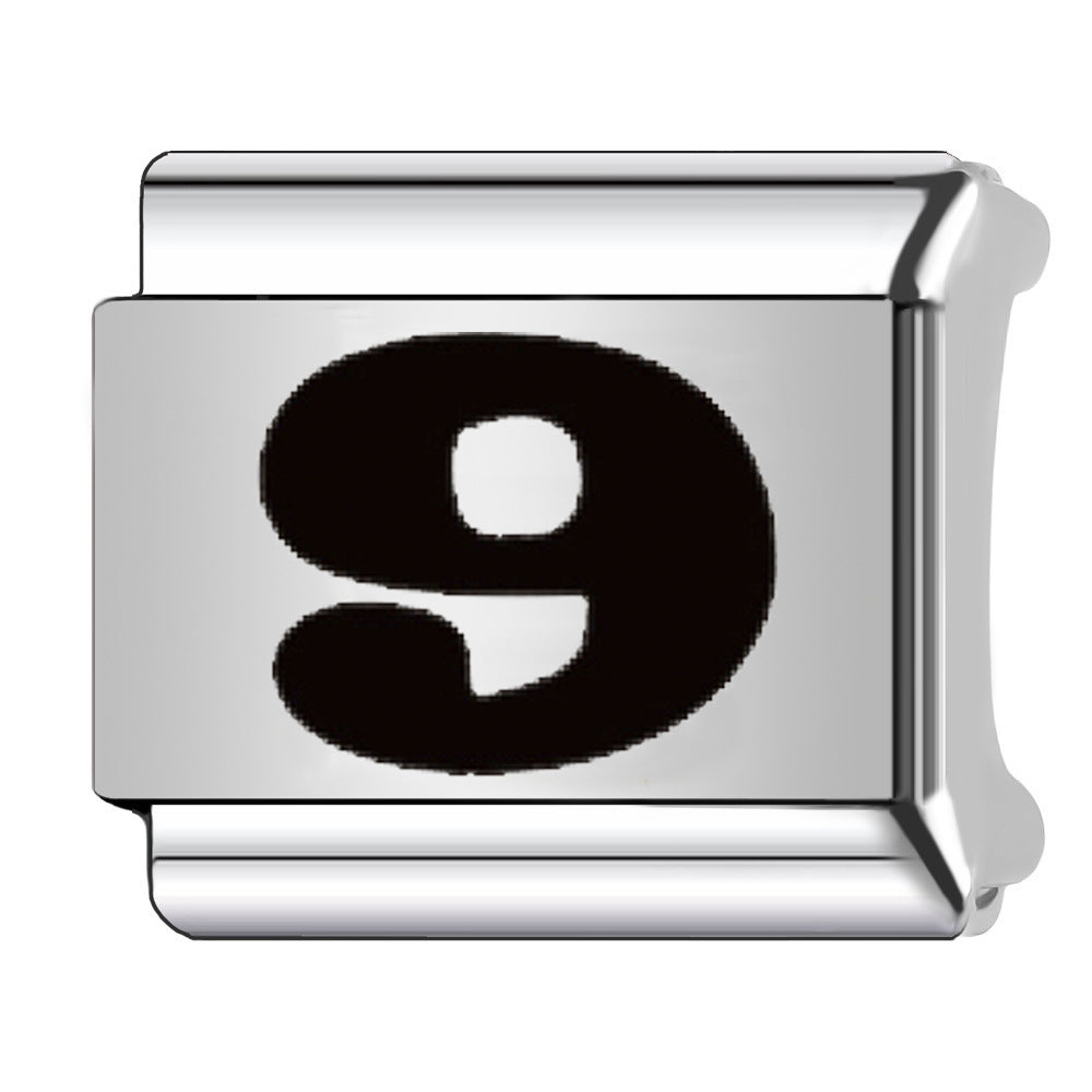 Wholesale Italian Charm Bracelet 9mm DIY Black Arabic  Creative Stainless Steel Composable Bracelet