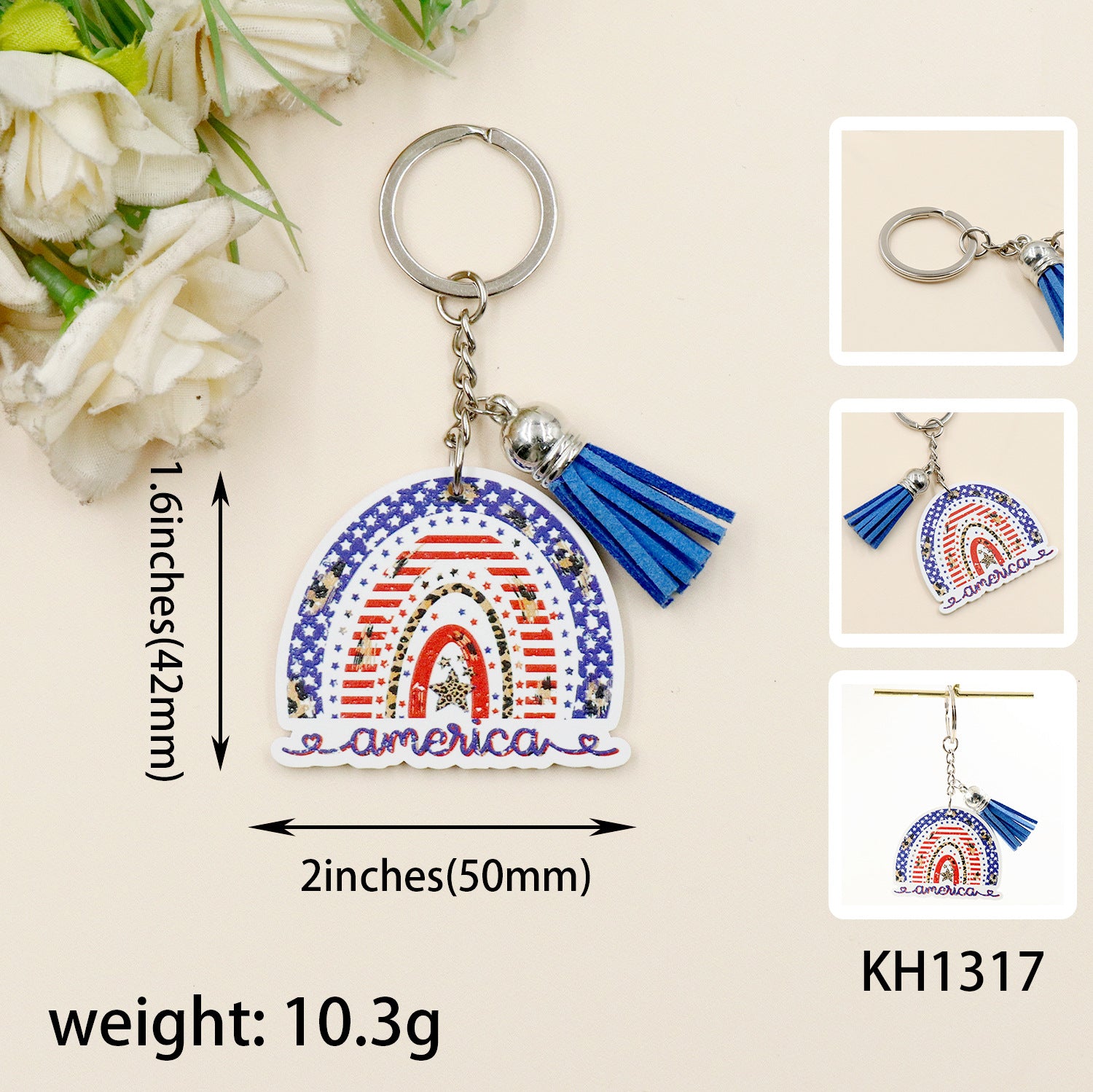 Wholesale American Independence Day Rainbow Acrylic Keychain Creative Keychain ACC-KC-XiaoYan008