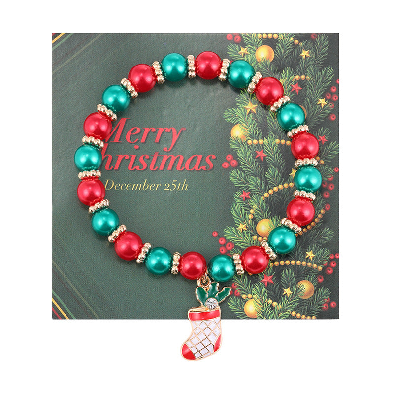 Wholesale Christmas Gift Beaded Letter Elastic Bracelet suit