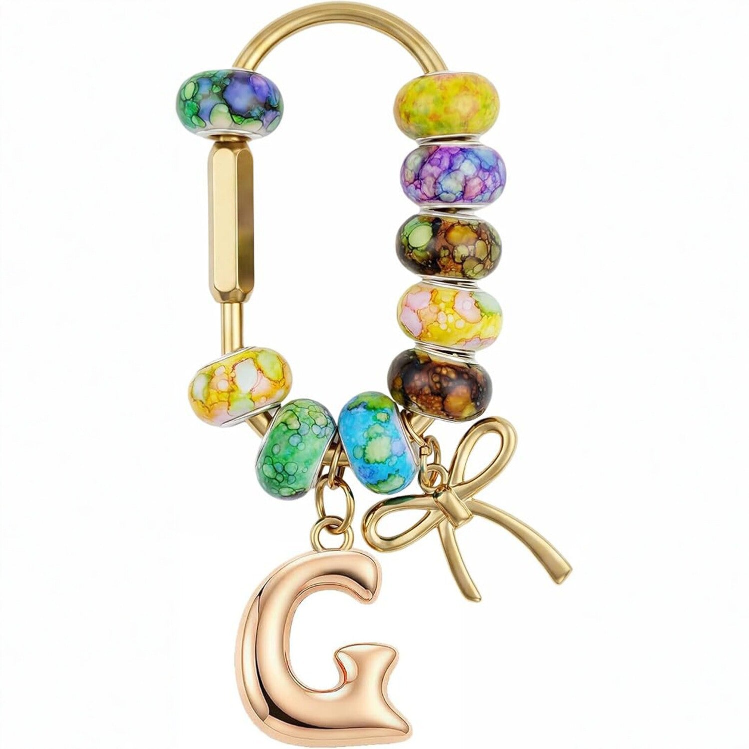 Wholesale Acrylic Colorful Beaded Letter Keychain Cute Bag Charm And Phone Pendant Trendy Car Key Accessory Boutique Resale Gift