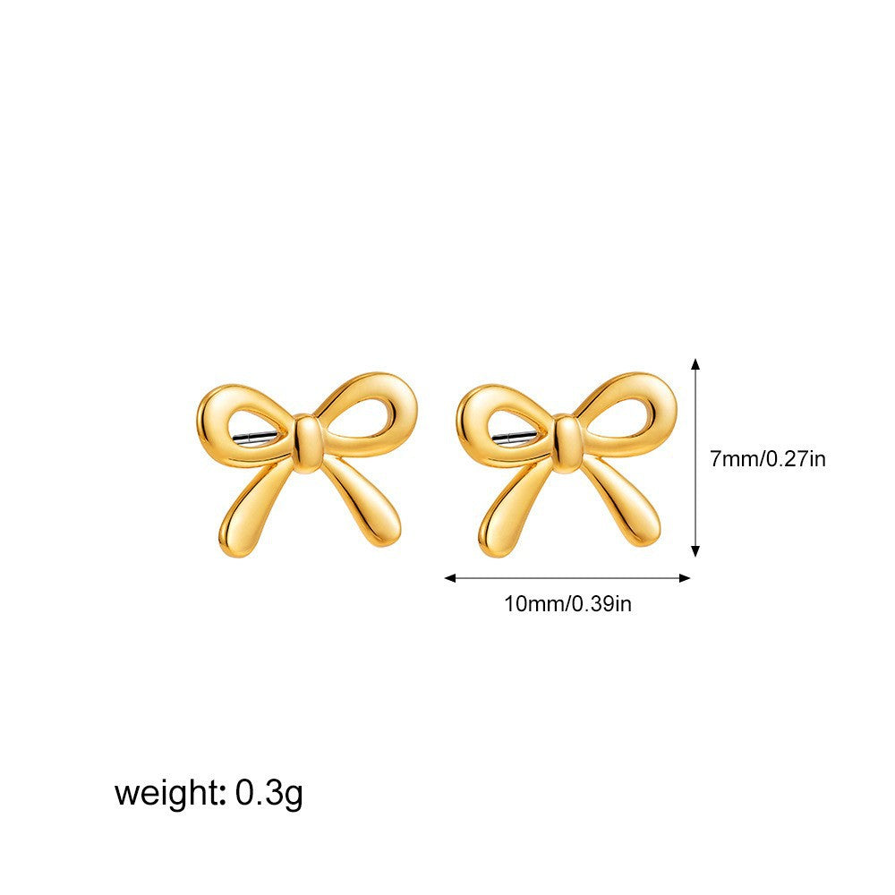 Wholesale 18K Bow Earrings Mini Ear Stud
