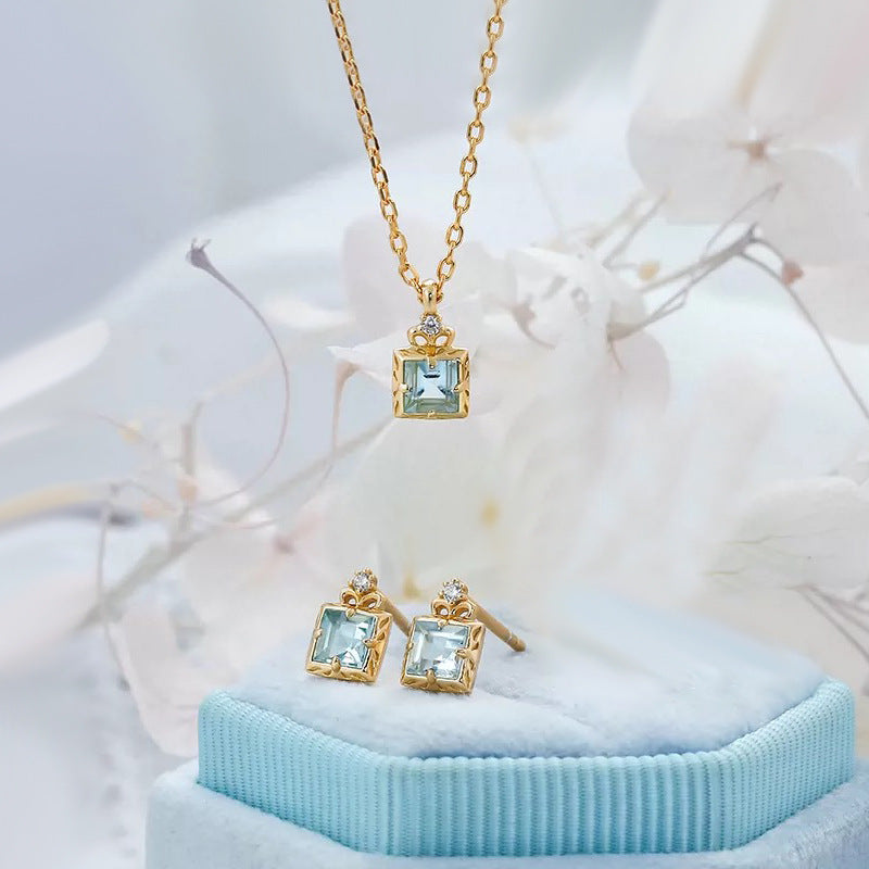 Wholesale 925 Sterling Silver Necklace Women's All-match  Sugar Topaz Pendant Necklaces