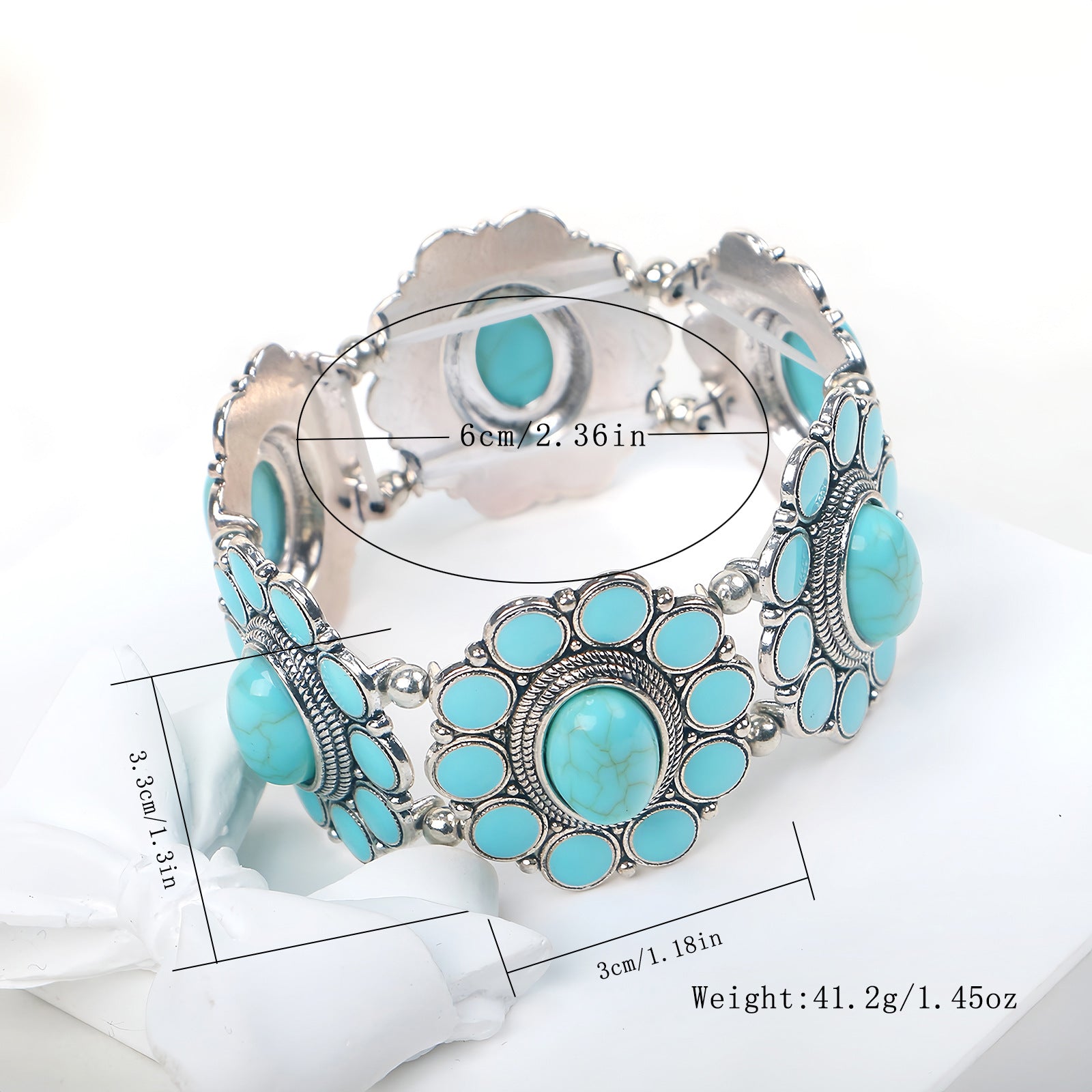 Wholesale Bohemian Ethnic Turquoise Bracelet Alloy Elastic Fashion Accessory Boutique Gift