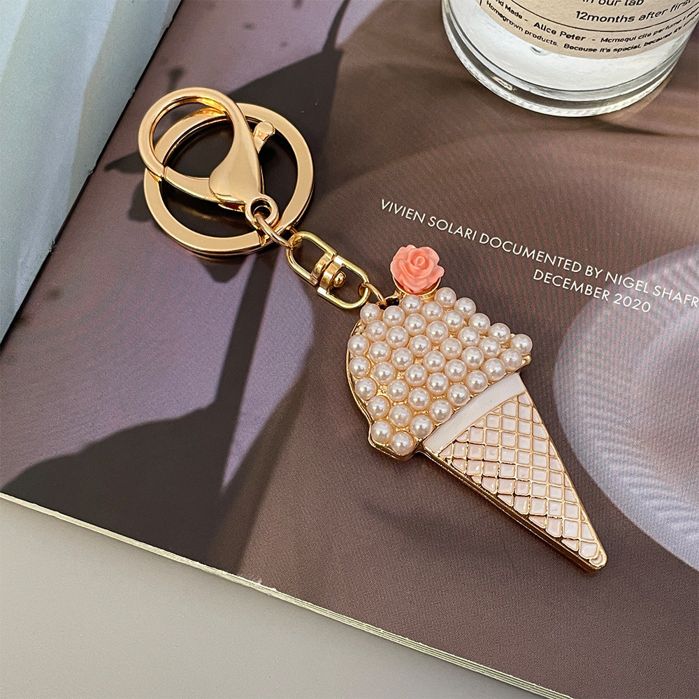 Wholesale Diamond Pearl Ice Cream Car Metal Keychains ACC-KC-ChenHui007