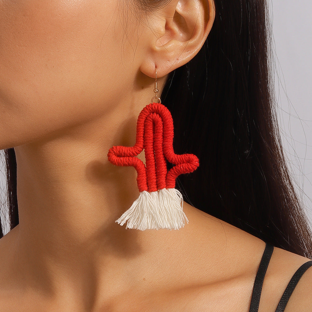 Wholesale Plush Succulent Earrings Wool Cactus Earrings