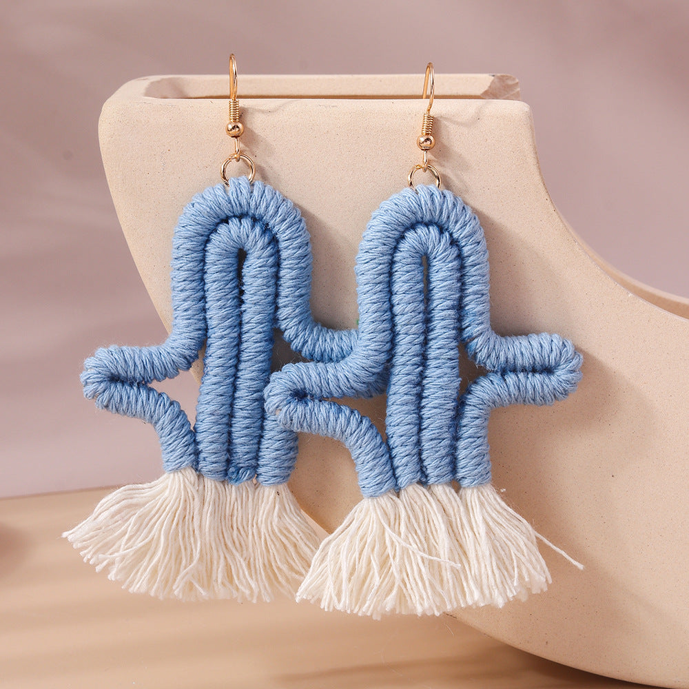 Wholesale Plush Succulent Earrings Wool Cactus Earrings