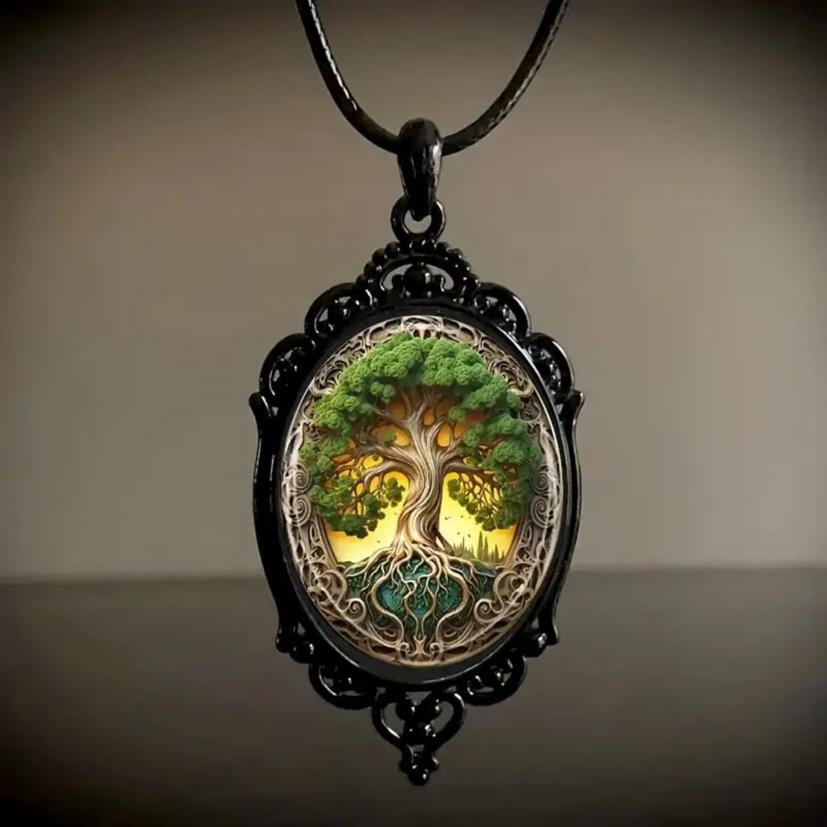 Wholesale  Vintage Gothic Tree of Life Oval Necklace