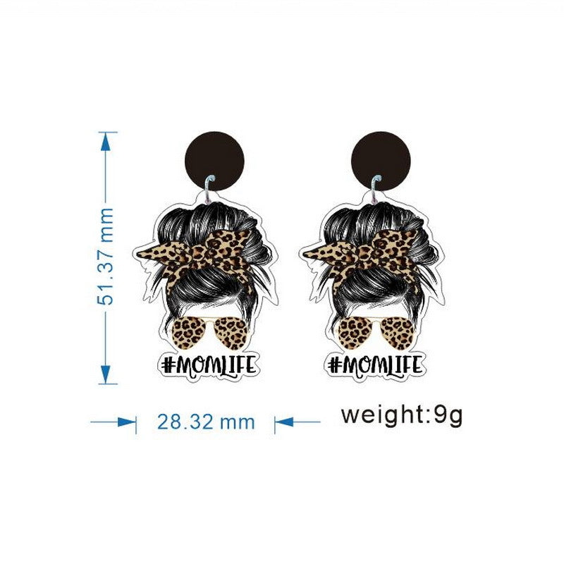 Wholesale Acrylic Mother' s Day Mama Rainbow Pendant Bear Earrings