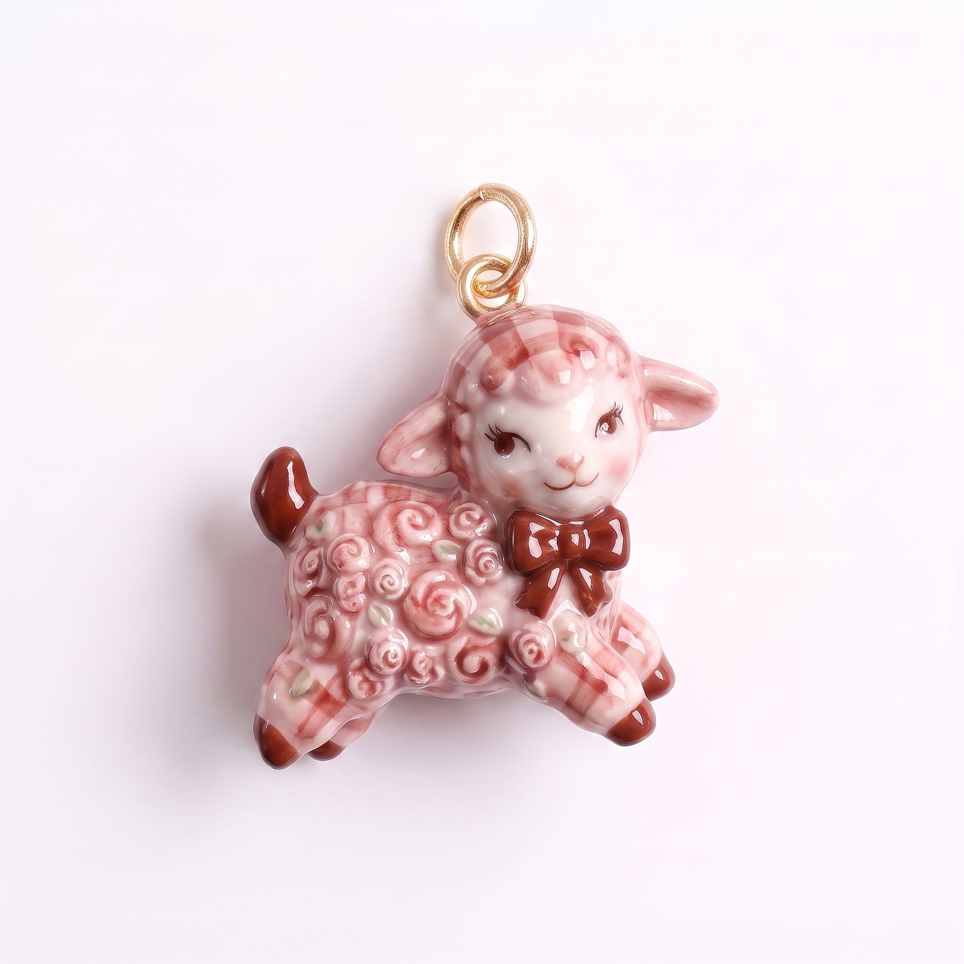 Wholesale Lolita pink checkered sheep enamel pendant,  hot air balloon teacup,  sheep DIY bracelet,  necklace,  earrings,  jewelry accessories