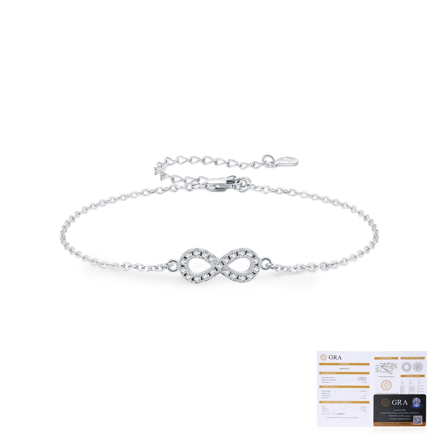 Wholesale  Diamond s925 Silver Diamond 8-Shape Bracelet