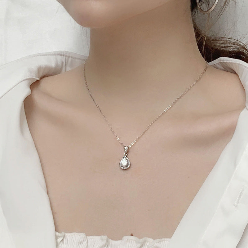 Wholesale Moissanite 925 Sterling Silver Water Drop Necklace