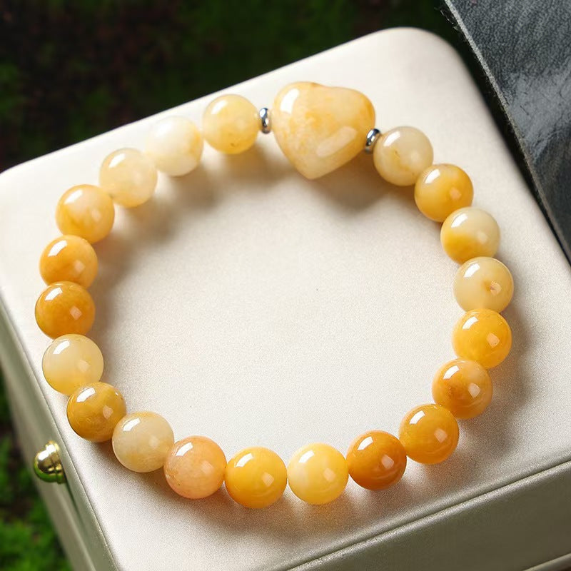 Wholesale Trendy Natural Stone Heart Shaped Bracelet Tiger Eye Amethyst Lapis Lazuli Obsidian Beaded Unisex Gift