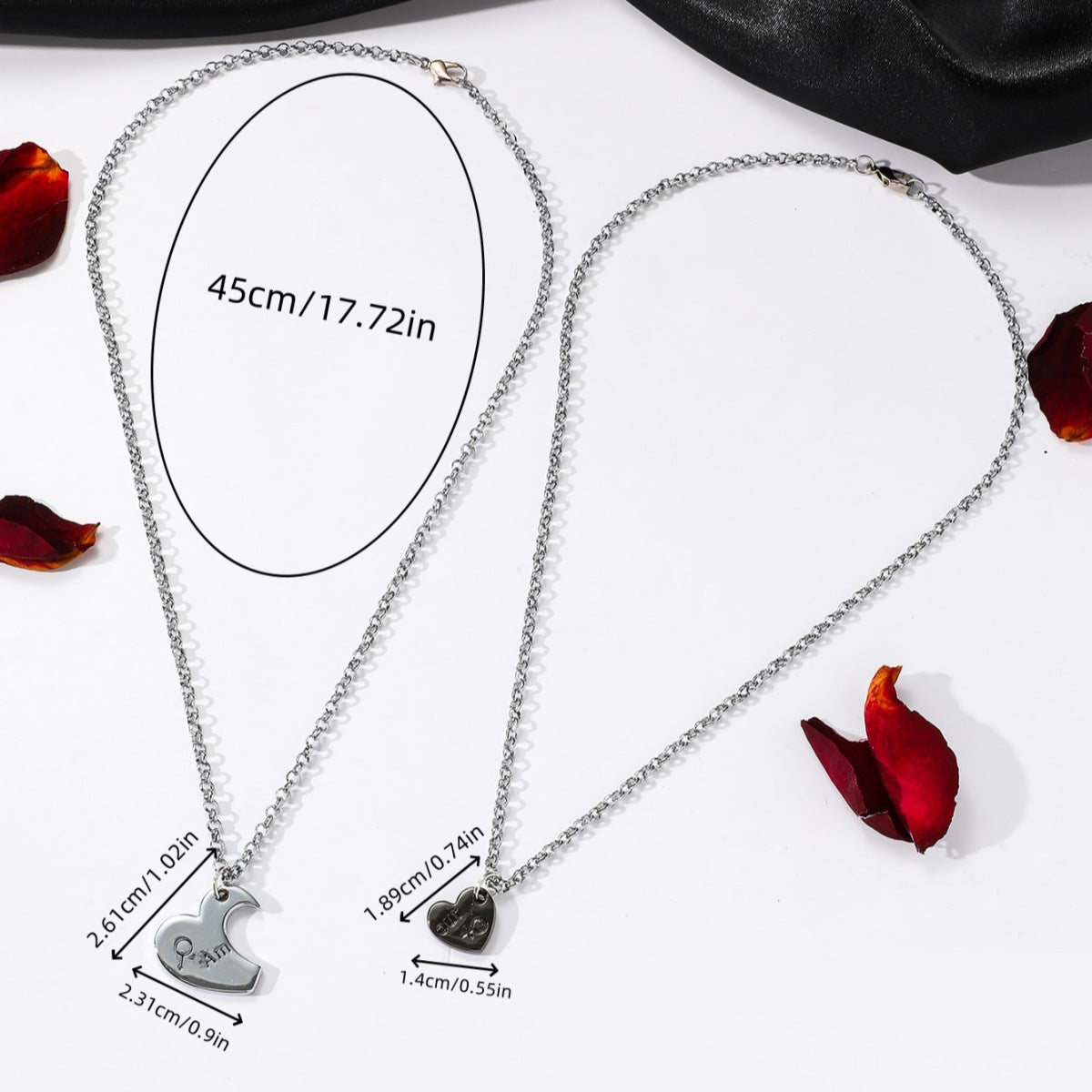 Wholesale creative stitching heart-shaped couple necklace