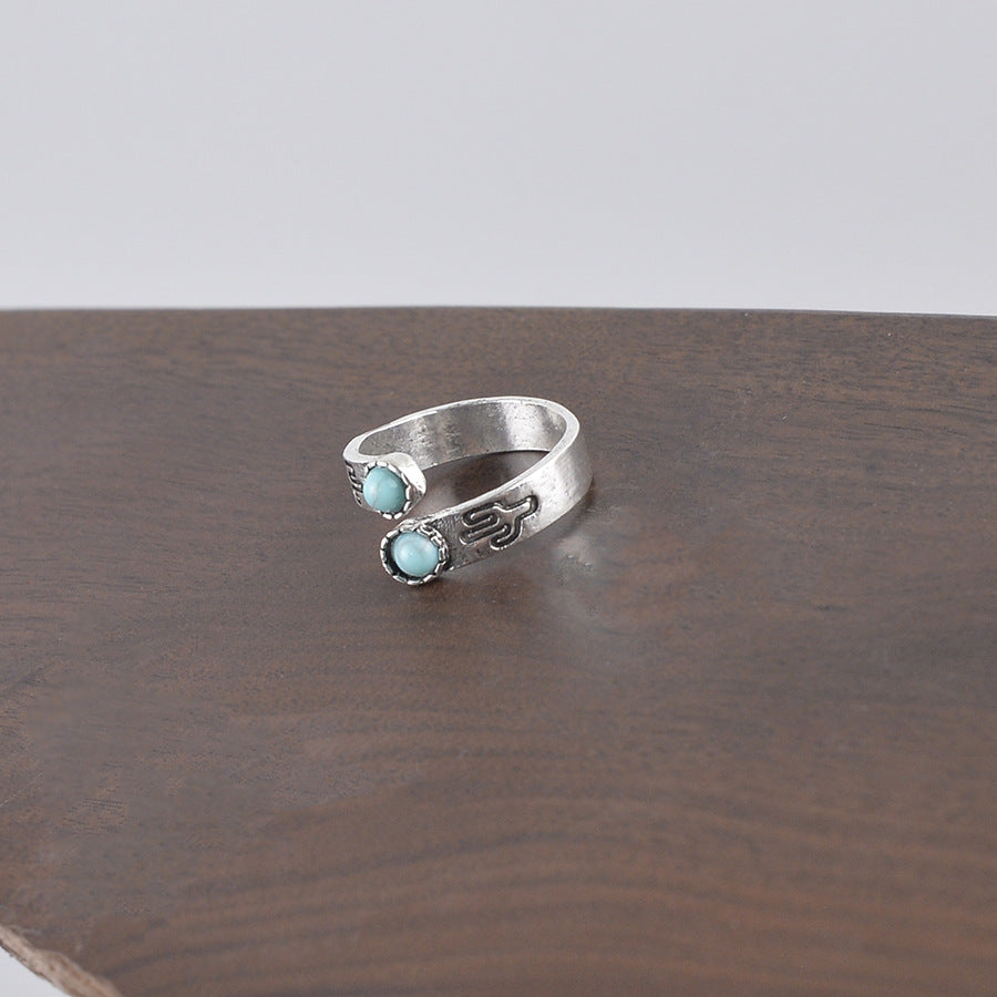 Wholesale Vintage Carved Cactus Adjustable Ring In Antique Silver Trendy Women S Jewelry Accessory For Everyday Wear
