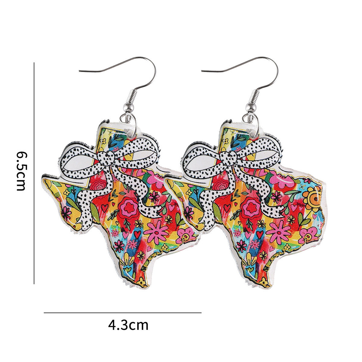 Wholesale Independence Day Colorful Bow Texas Map Western Style Acrylic Earrings