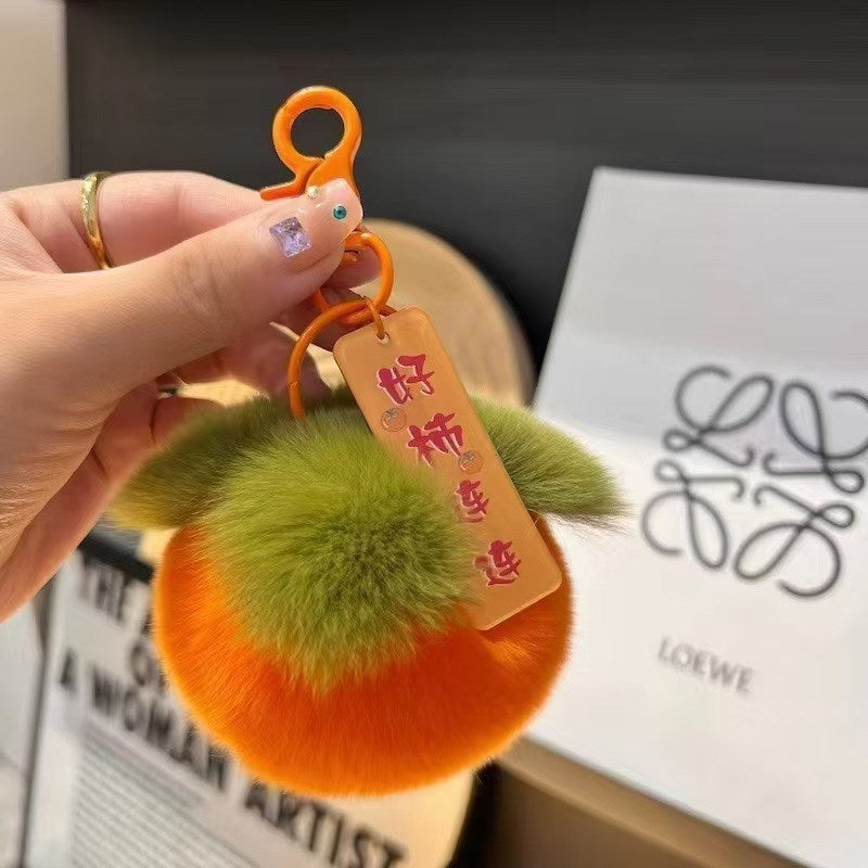 Wholesale Plush Persimmon Keychain Bag Charm Good Things Happen - Chic Wedding Couple Gift