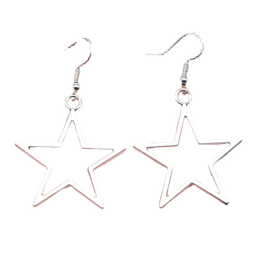 Wholesale  simple retro Silver 36 x33mm hollow star pendant necklaces