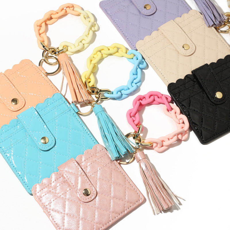 Wholesale Macaron Color Acrylic Buckle Plastic Bracelet Wristlet Keychain