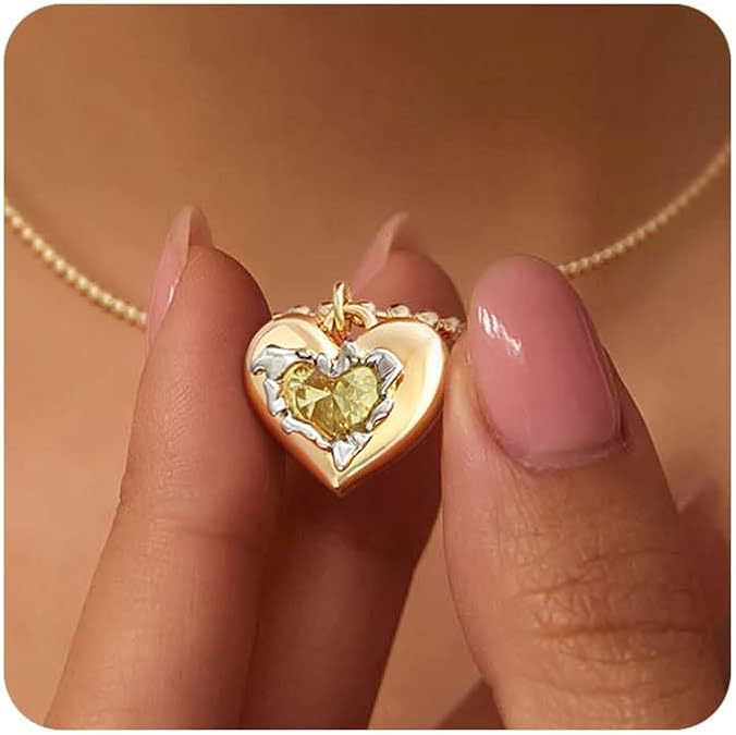 Wholesale  love diamond pendant two-color heart lady elegant clavicle chain