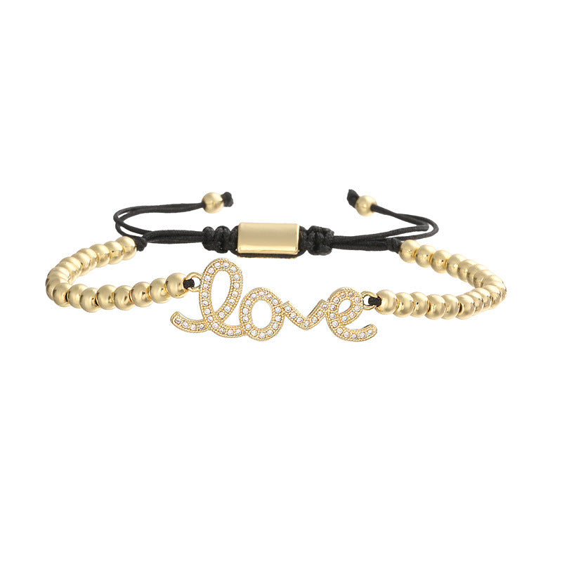 Wholesale Stylish Bohemian Summer Beaded Bracelet 18K Gold Tone Crystal Polymer Clay Heart LOVE Wedding Gift
